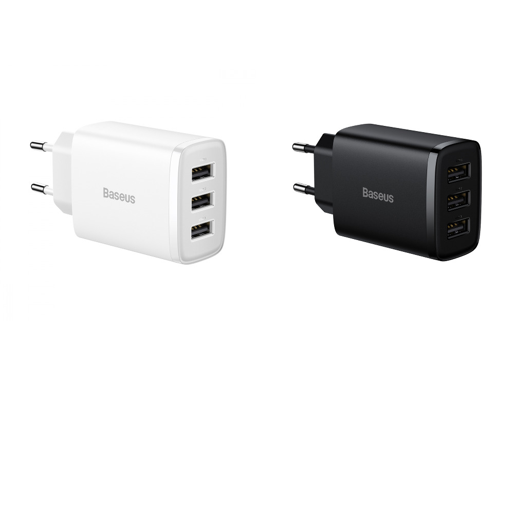 Сетевое ЗУ Baseus Compact 17W, 3USB